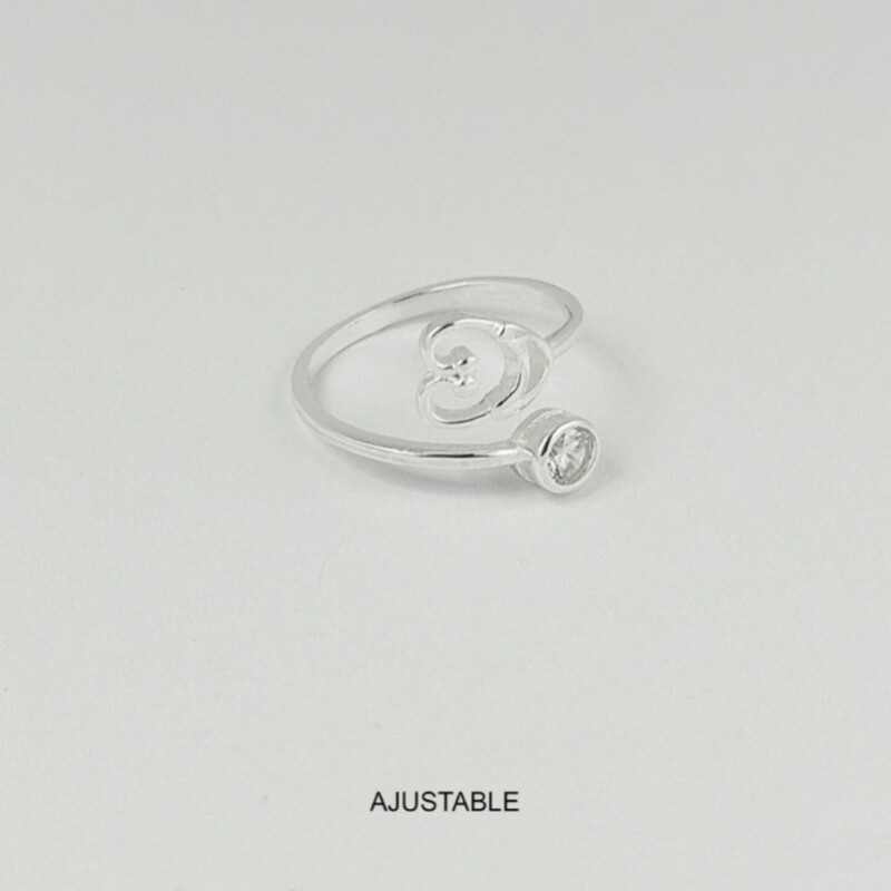 Anillo de Plata Ley 925 Corazón Ajustable - Joya Femenina Romántica
