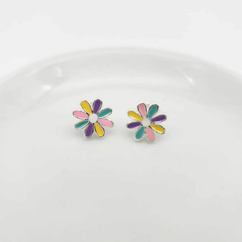 TOPO GRANDE PLATA 925 FLOR ESMALTADO