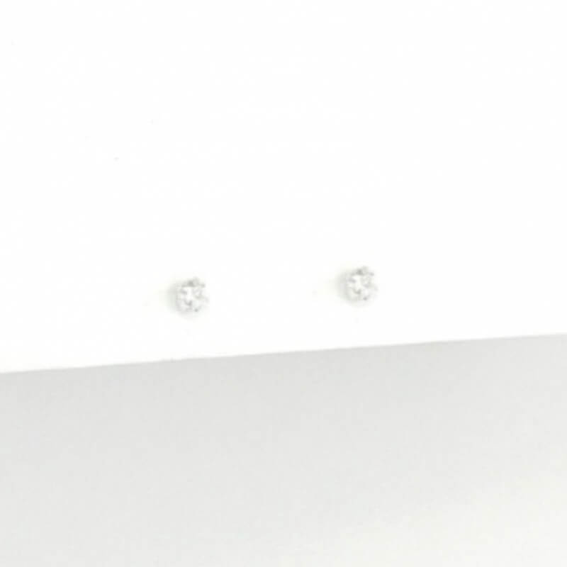 Pendiente Topo Plata 925 con Circón Blanco Cuadrado R #3 - Elegancia y Brillo Duradero