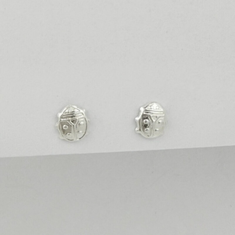 Topo de Plata de Ley 925 Mariquita: Pendiente Infantil, Joya para Niñas, Regalo Original