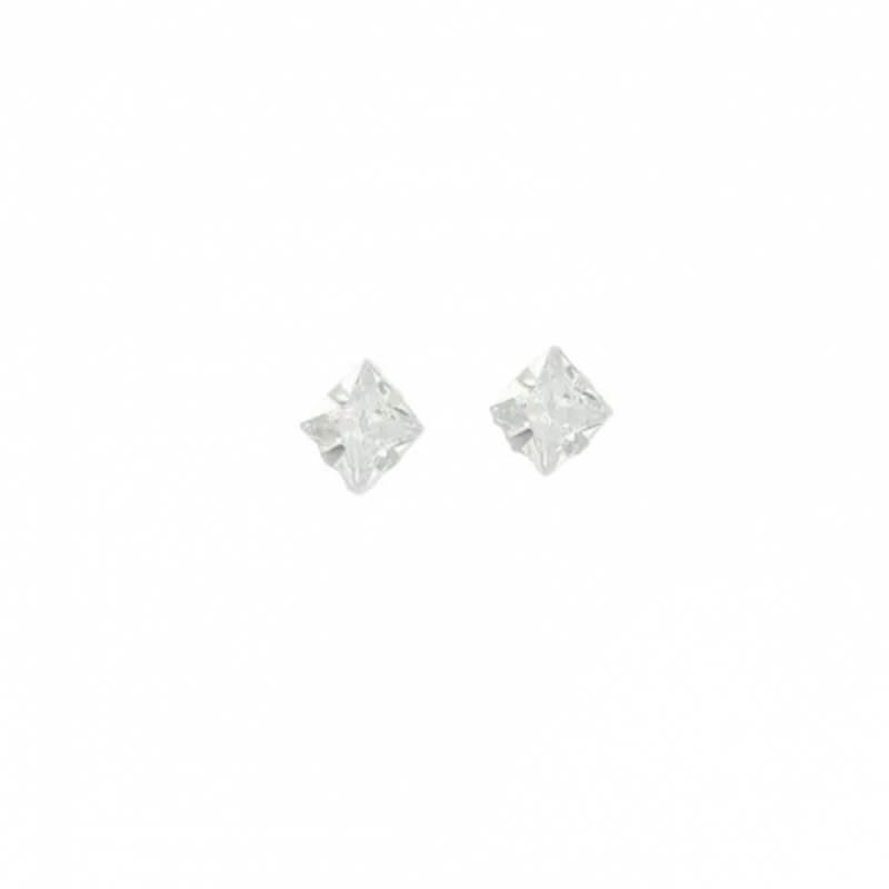Pendientes Plata Ley 925: Topos Circonita Cuadrada Blanca (7x7mm) – Elegancia y Brillo