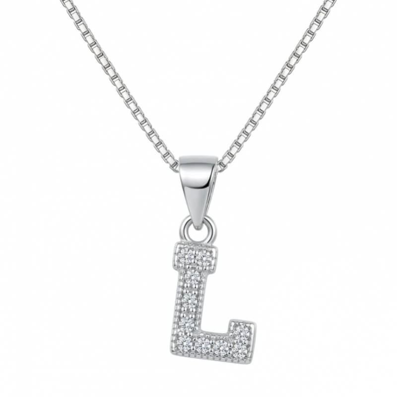 Collar Plata Ley 925 Inicial 'L' con Microcircones 1.2cm - Elegancia y Brillo