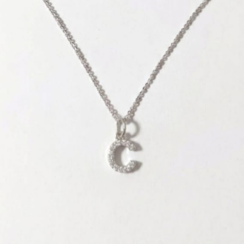 Letra C Miñatura 6mm Plata Ley 925 - Dije Inicial Personalizado