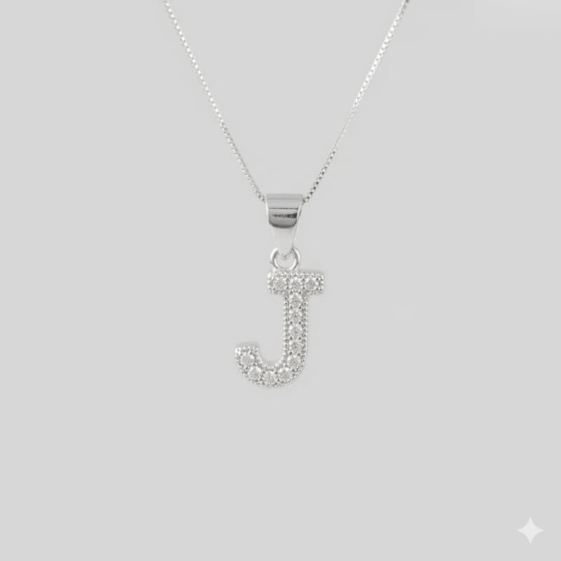 Collar Plata Ley 925 - Dije Inicial J Microcircones 1.2cm | Personalizado y Elegante
