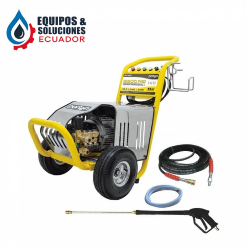 Hidrolavadora 4HP 2200psi 220 voltios monofásico con cubierta inoxidable porten| Equipos & Soluciones Ecuador
