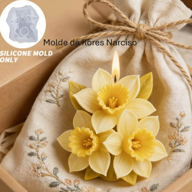 Moldes de silicona de Bouquet Floral de Narcisos, Ramos y Rosas para uso en Velas, chocolate, jabones, resina. (valor unitario en la descripción)