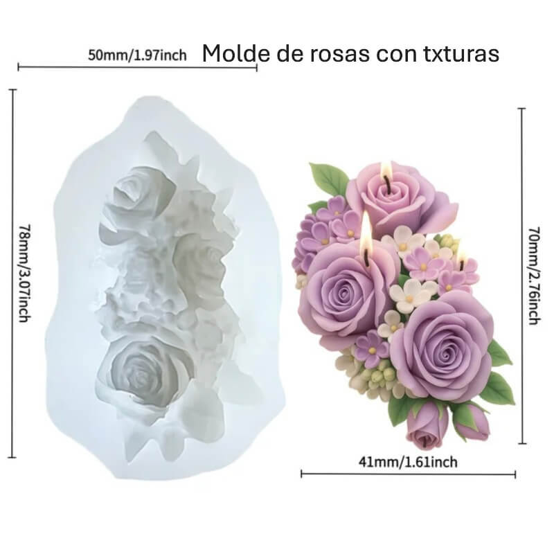 Molde de Rosas con Texturas