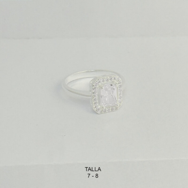 Anillo Plata de Ley 925 con Cristal Blanco Rectangular – Elegancia y Brillo Duradero