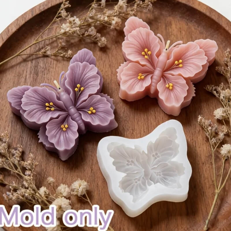 Molde de silicona con diseño de Mariposa tipo Rosas para uso en Velas, Jabones, chocolate, resina, yeso.