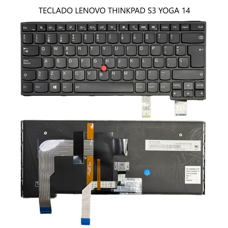 TECLADO Lenovo Thinkpad S3 yoga 14 BLACK FRAME BLACK Backlit With Point stick