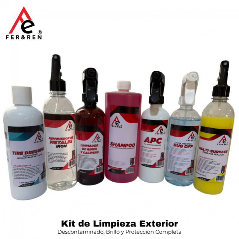 Kit de Limpieza Exterior Automotriz Profesional Fer&Ren | Descontaminado, Brillo y Protección Completa