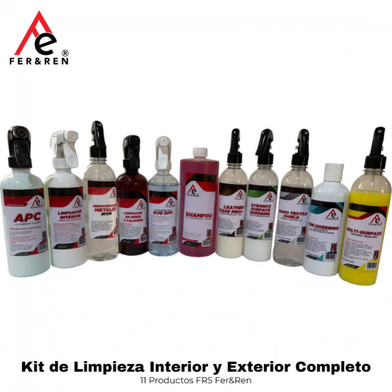 Kit FR5 de Limpieza Automotriz Profesional Interior y Exterior Completo | 12 Productos FR5 Fer&Ren