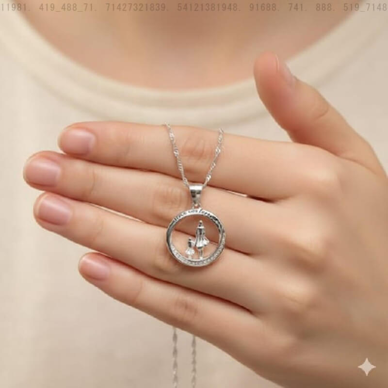 Cadena 45 cm + Dije Madre e Hija de Plata 925 - Regalo Especial para Mamá y Niña - Joyería Fina con Diseño Exclusivo