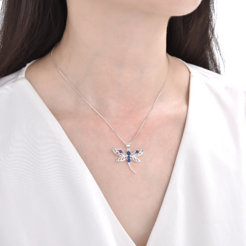 Cadena de Plata Ley 925 con Dije Libélula Joya 45cm – Elegancia, Brillo y Naturaleza en tu Escote