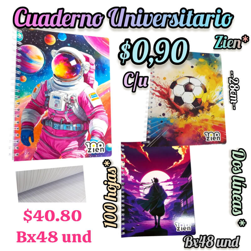 CUADERNO 2LINEAS UNIVERSITARIO POR BULTO
