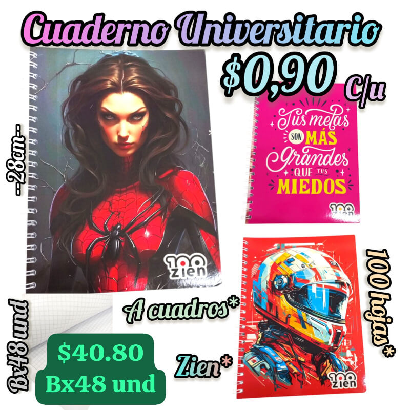 CUADERNO A CUADRO UNIVERSITARIO POR BULTO