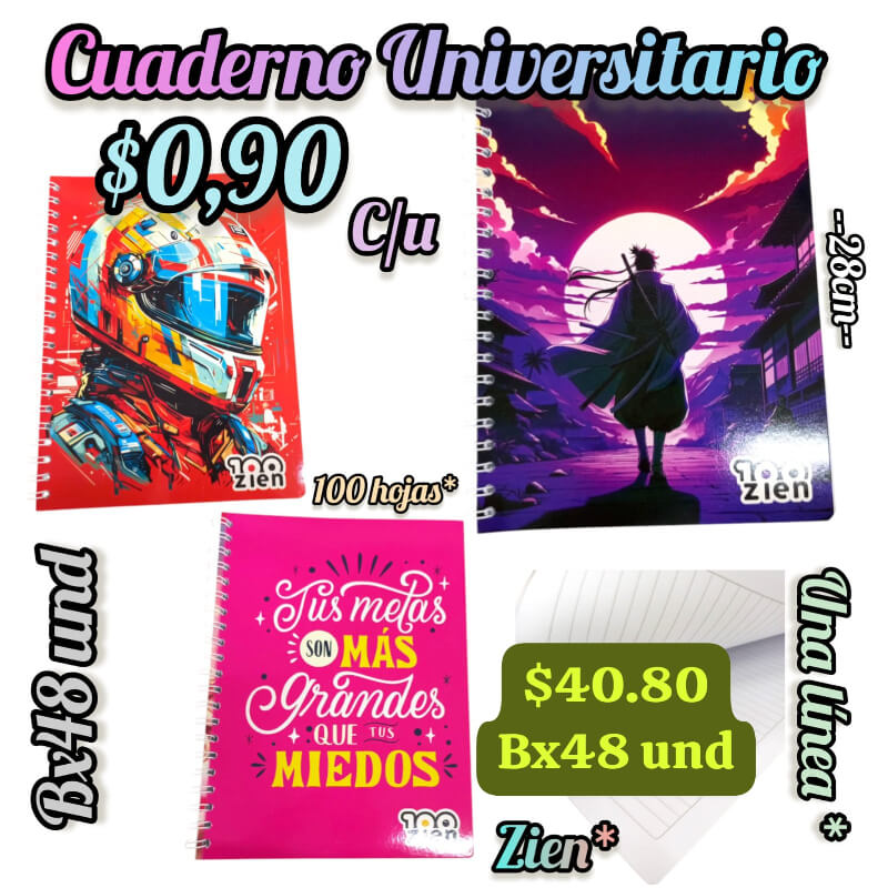 CUADERNO 1LINEA UNIVERSITARIO POR BULTO