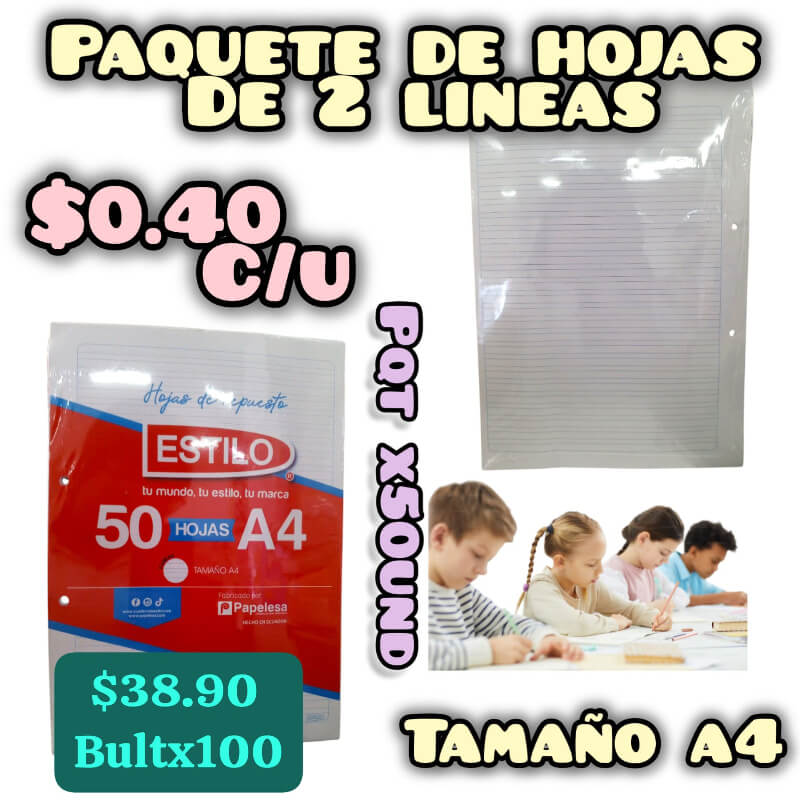 HOJAS 2LINEAS POR BULTO