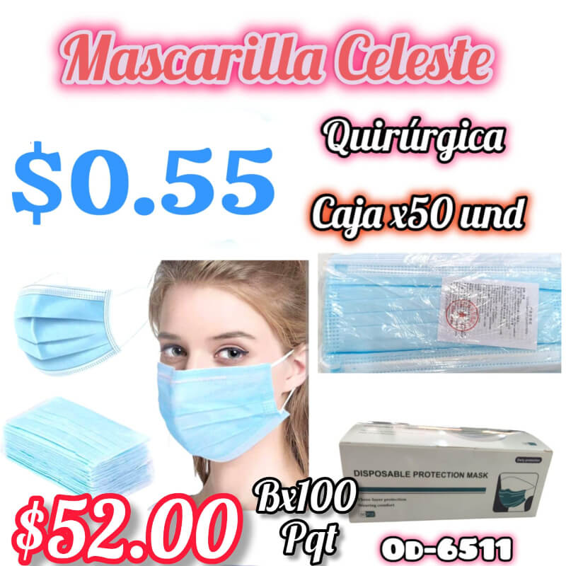 MASCARILLA CELESTE POR BULTO