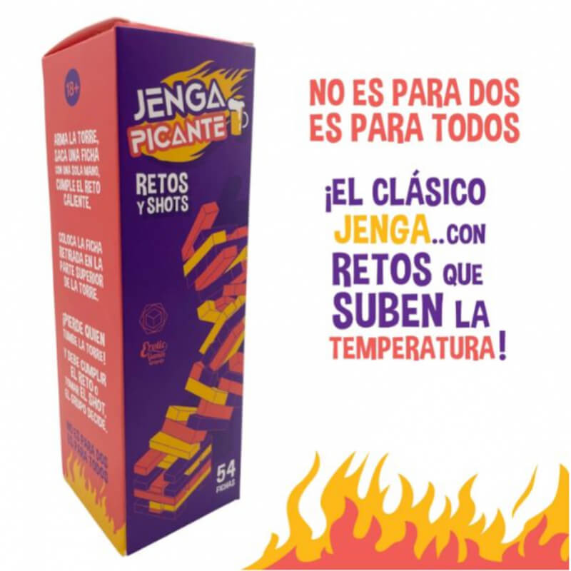 Jenga Picante: Juego de mesa con retos que te suben la temperatura. Para Adultos.