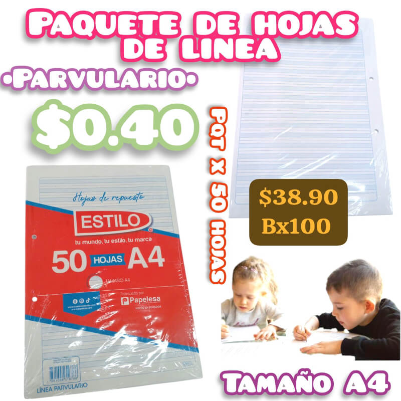 PAQ´ DE HOJAS 1LINEA PARVULARIO