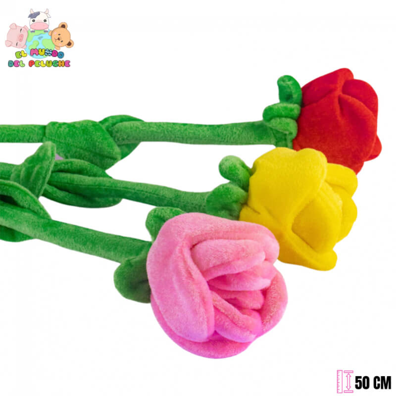 Flor de Peluche Rosa, Roja y Amarilla | 50 cm | El Mundo del Peluche