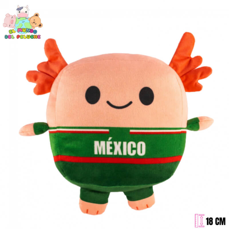 Peluche Ajolote México Mundialero | Diseño Selección Mexicana | 18 cm | El Mundo del Peluche