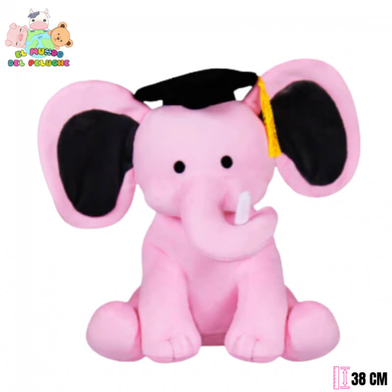 Peluche de Graduación | Elefante Graduado Yupi Rosa | 38 cm | El Mundo del Peluche
