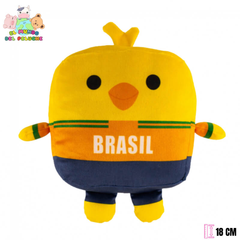 Peluche Brasil Pollito Colección Mundialera | 18 cm | El Mundo del Peluche