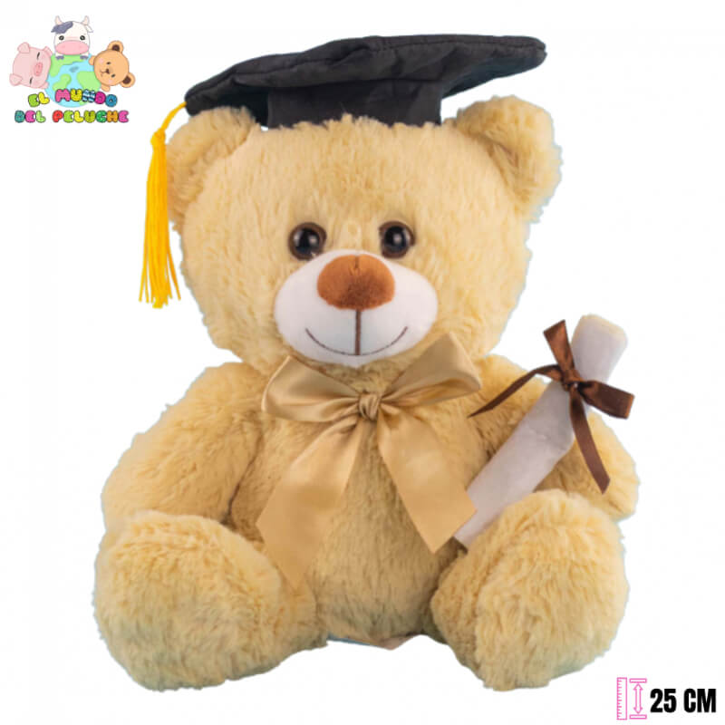 Peluche de Graduación | Oso Teo Graduado con Birrete y Diploma | 25 cm | El Mundo del Peluche
