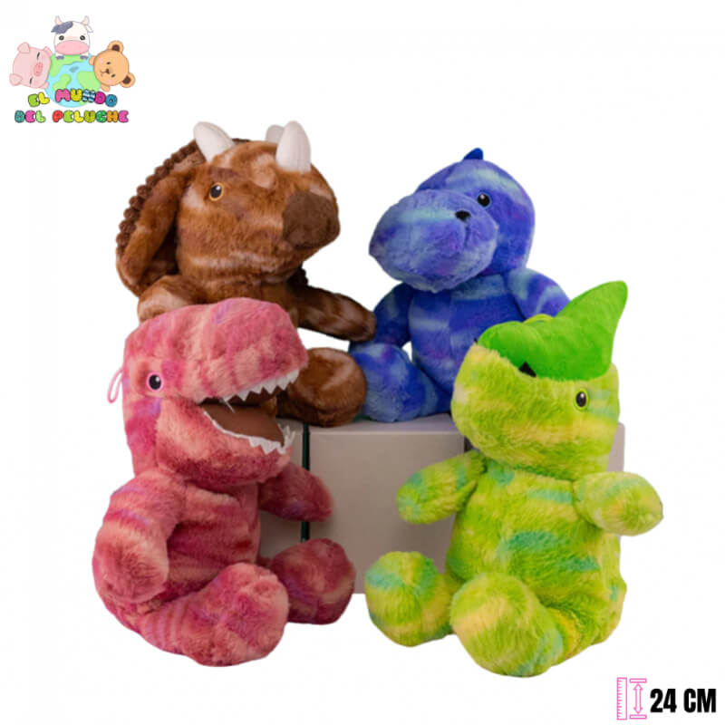 Peluche de Dinosaurio | Dinosaurios TieDye Varios Modelos | 24 cm | El Mundo del Peluche
