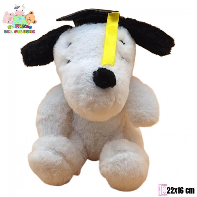 Peluche de Graduación | Snoopy Graduado Pelusoft con Birrete y Diploma | 22x16 cm | El Mundo del Peluche