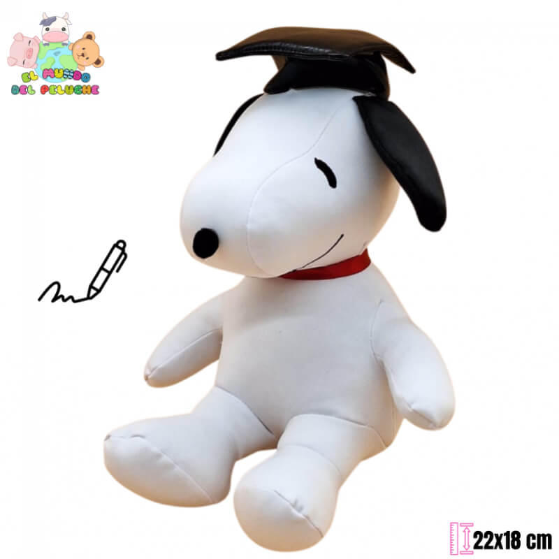 Snoopy Firmable Graduación Mini con Birrete | 22x18 cm | El Mundo del Peluche