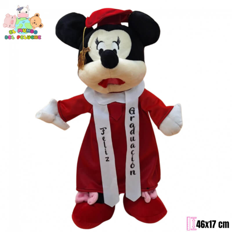 Peluche de Graduación | Minnie Graduada con Toga y Birrete | 46x17 cm | El Mundo del Peluche