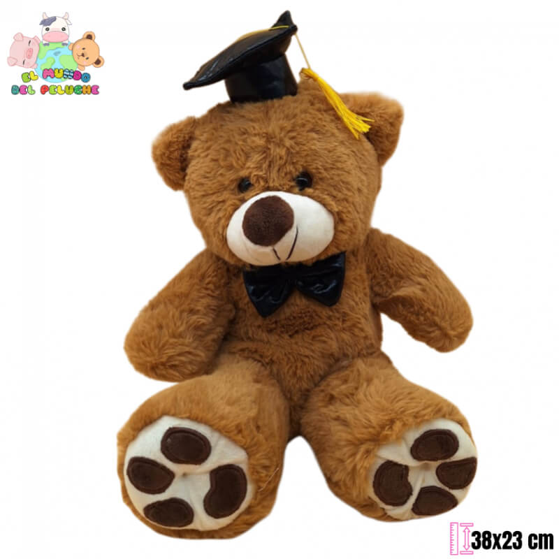 Peluche de Graduación | Oso Dani Graduado con Birrete y Moño | 38x23 cm | El Mundo del Peluche