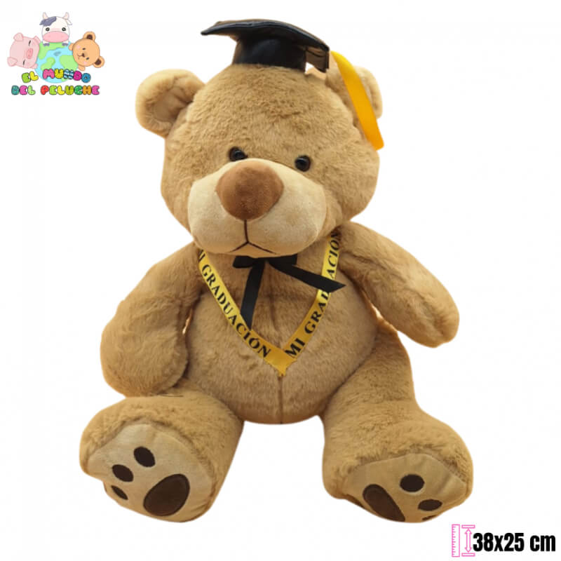 Peluche de Graduación | Oso Tobby Graduado con Birrete y Listón | 38x25 cm | El Mundo del Peluche
