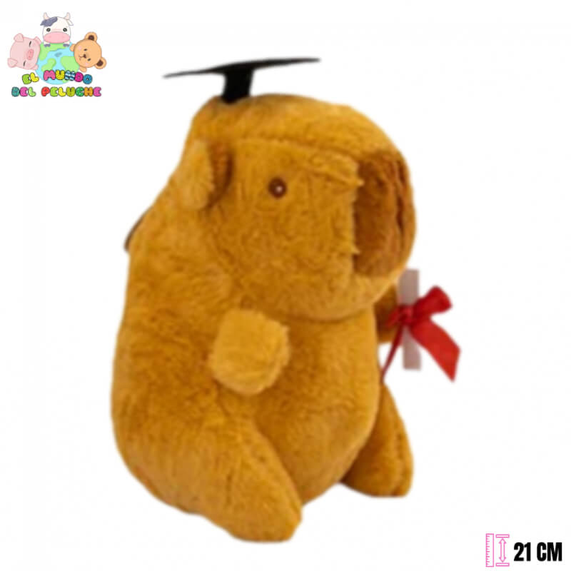 Peluche de Graduación | Capibara Graduado con Birrete y Diploma | 21 cm | El Mundo del Peluche