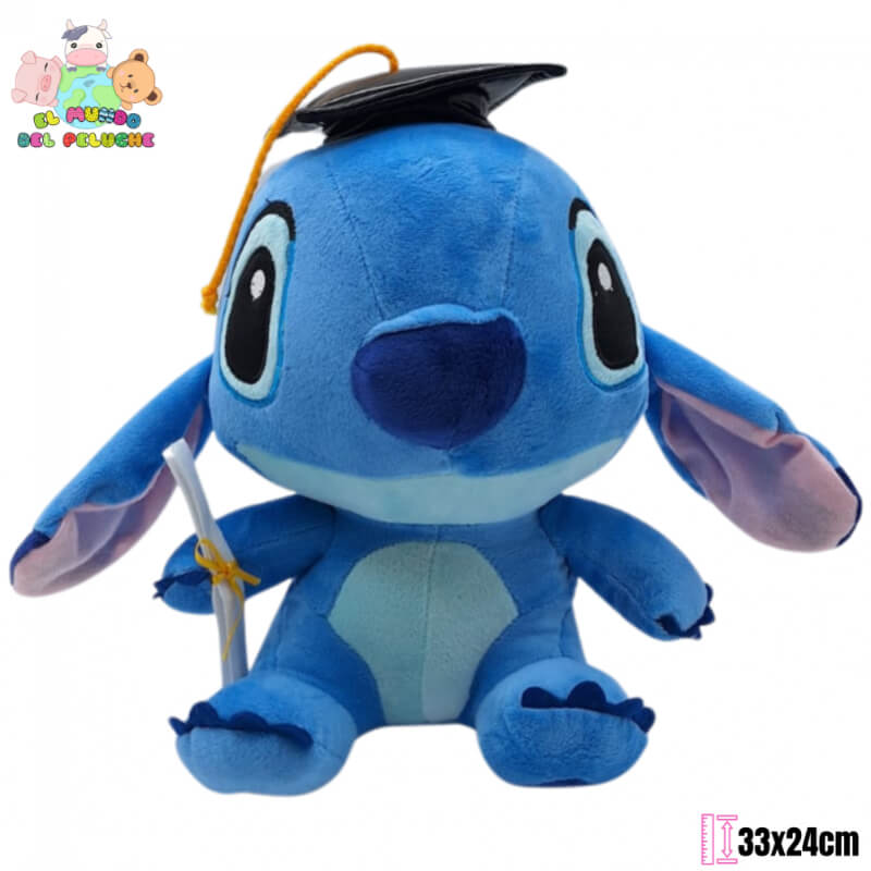 Peluche de Graduación | Stitch Bebé Graduado con Birrete y Diploma | 33x24 cm | El Mundo del Peluche