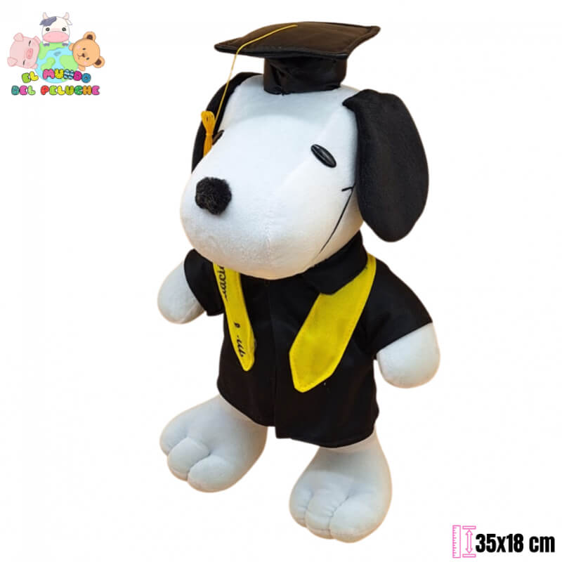 Snoopy Graduado con Birrete y Toga | 35x18 cm | El Mundo del Peluche