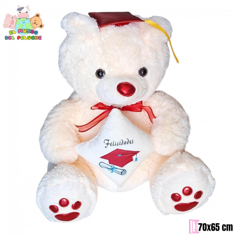 Oso de Peluche Graduado | Oso Brandon Graduado #5 c/Cojín | 70x65 cm | El Mundo del Peluche