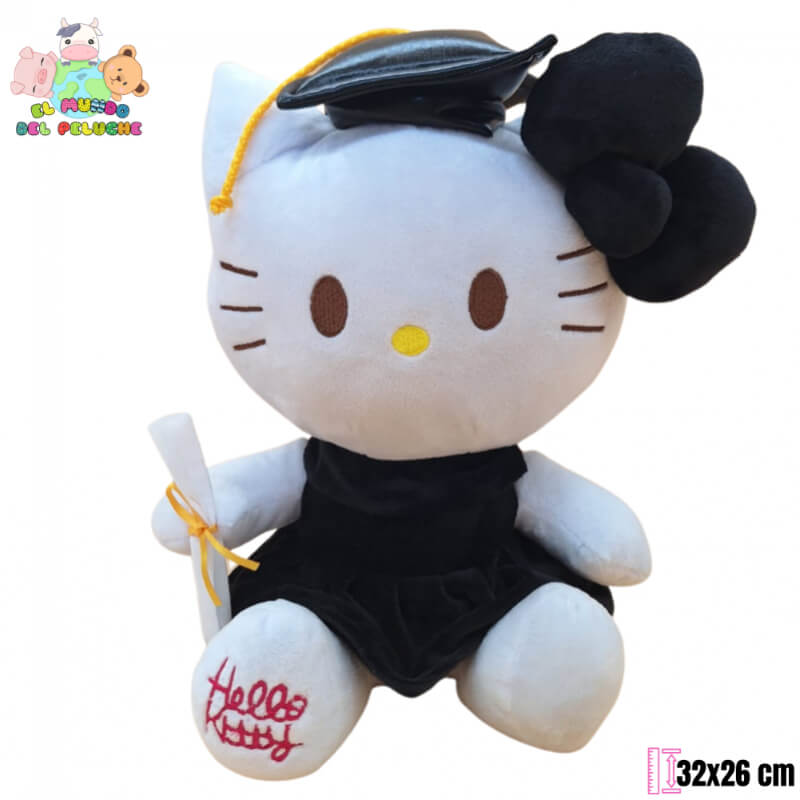 Peluche Graduación | Kitty c/Birrete Graduación #2 | 32x26 cm | El Mundo del Peluche