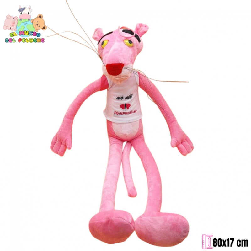 Pantera Rosa c/Camiseta “We All Love PinkPanther” | 80x17 cm | El Mundo del Peluche