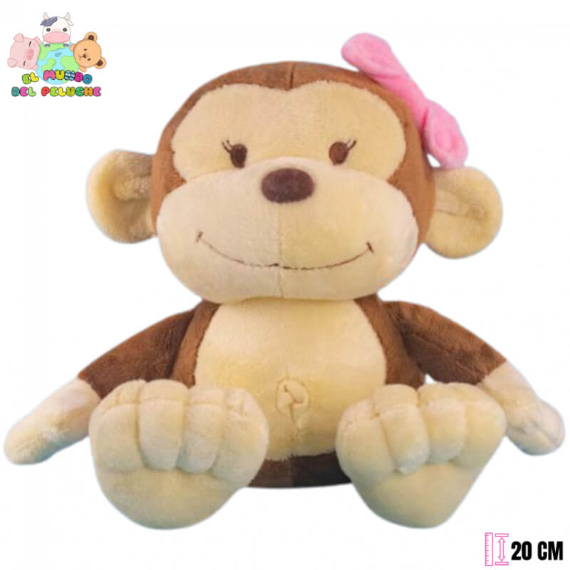 Mono Mika con Moño de Peluche | 20 cm | El Mundo del Peluche