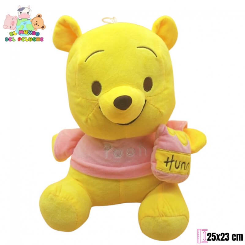 Winnie Pooh c/Playera y Tarro Rosa | 25x23 cm | El Mundo del Peluche