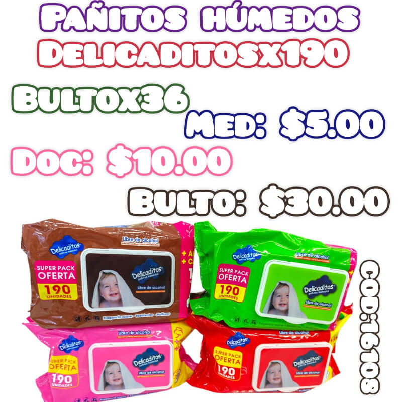 PAÑITOS HÚMEDOS DELICADITOS X190