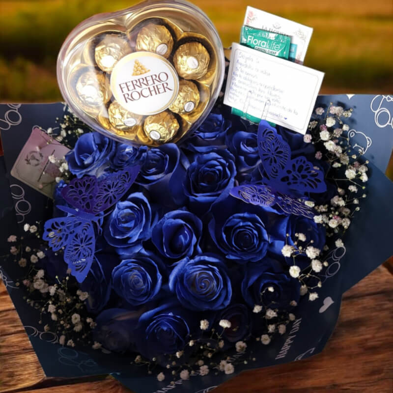 UNIVERSO AMOROSO | Rosas Azules Luxury & Ferrero Corazón