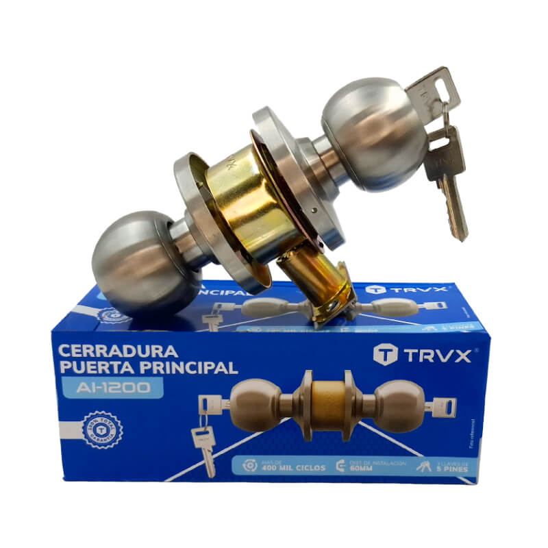CERRADURA PUERTA PRINCIPAL POMO AI-1200 ACERO INOXIDABLE TRAVEX