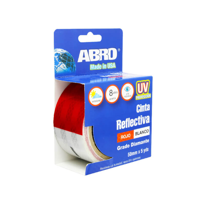 CINTA REFLECTIVA 50MM x 5YDS ROJO BLANCO ABRO