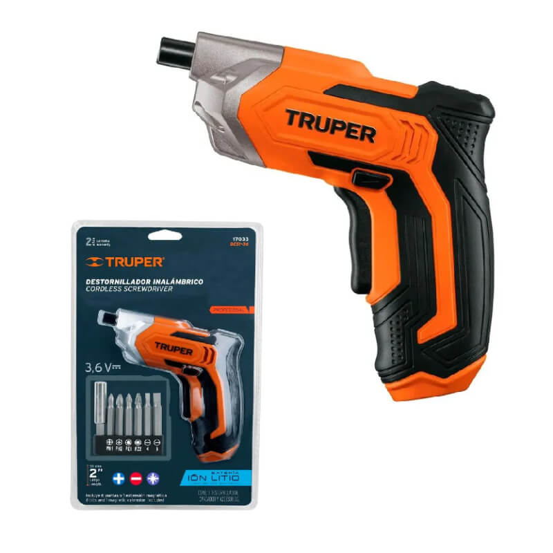 DESTORNILLADOR INALAMBRICO 3.6V - 127V CON PUNTAS 17033 TRUPER