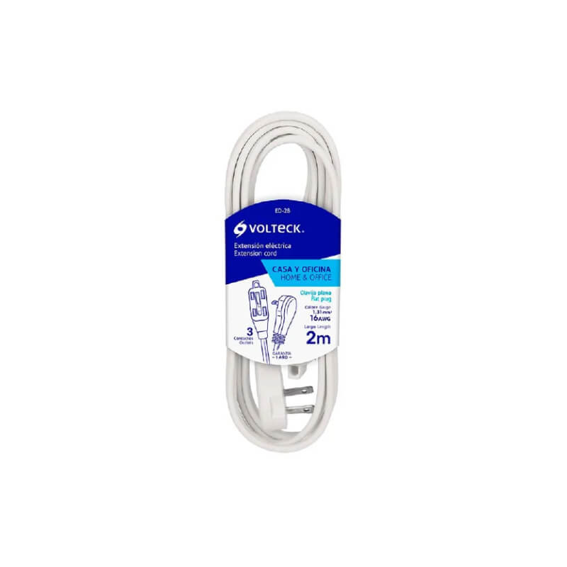 EXTENSION ELECTRICA 2M 16AWG 127V-13A VOLTECK